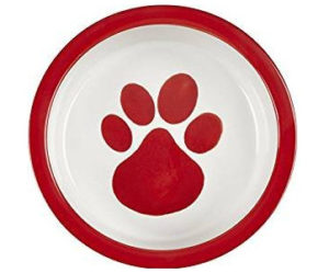 Melia Red Paw Print Ceramic Dog Bowl