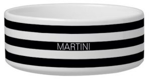 Black White Horizontal Preppy Stripe Name Monogram Bowl